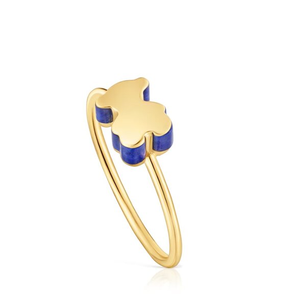 Tous Bear Motif Ring with Lapis Lazuli Tous 1950 Size 6 - Picture 1 of 4